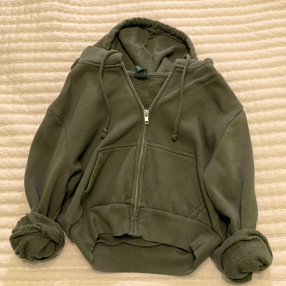 A green cropped hoodie